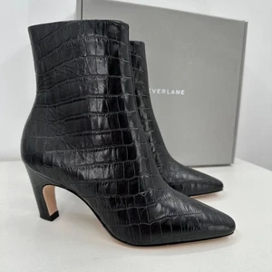 Bota Everlane The Short Banana Heel en Cuero de Cocodrilo Negro 6 Cremallera al Tobillo - Imagen 1 de 9