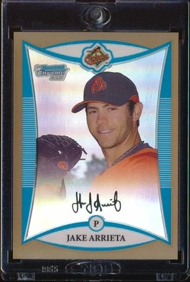 2008 BOWMAN CHROME JAKE ARRIETA GOLD REF REFRACTOR 44/50 RC - Image 1 of 2