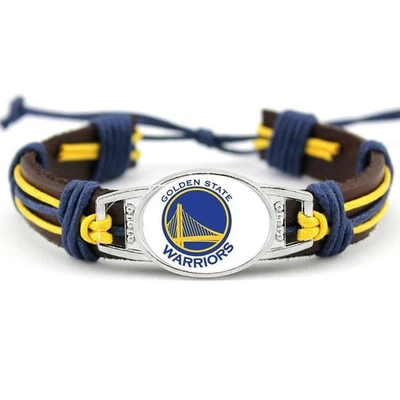Pulsera deportiva de cuero negra coleccionable Golden State Warriors NBA para hombre y mujer Foto 1 de 4