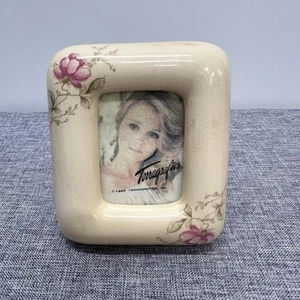 Vintage Terragrafics Picture Frame 2.75 x 3.5 Ivory Crackle Floral Accents EUC - Picture 1 of 8