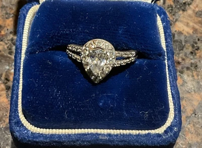 Sterling Silver 925 CZ Pear Shape Stone Ring Size 7 - Image 1 of 4