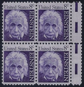 1285a -8c Gutter Snipe Error / EFO Blocco di 4 "Albert Einstein" come nuovo NH - Foto 1 di 1