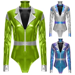 Women Bodysuit Rave Outfits Dance Jumpsuit Dress-up Activewear Outerspace Adult - Picture 1 of 48