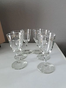 Set Of 6 Libbey Cordial/Liqueur Glasses  Cut Etched Leaves Gold Accent Vintage  - Picture 1 of 5