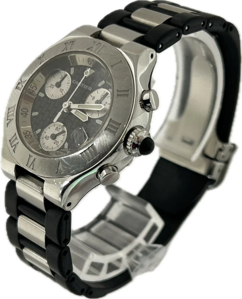 Relógio feminino Cartier Must 21 Chronoscaph W10198U2 SM quartzo excelente A4939 - Imagem 1 de 4