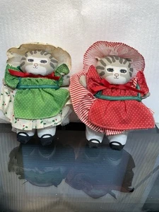 Vintage 1989 Applause Dustyn Schear Dolly Cats Christmas Dolls Tabby Cat 6” - Picture 1 of 6