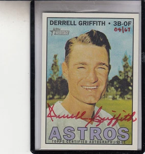 2016 TOPPS HERITAGE DERRELL GRIFFITH RED INK /67 "ASTROS/DODGERS" AUTOGRAPH AUTO - Picture 1 of 1