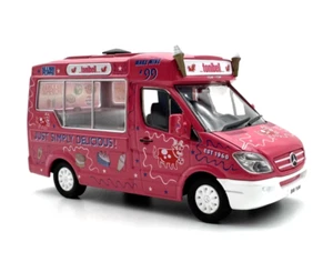 CR 1:43 Pink Benz Ice Cream Cart Van Truck Classic Model Diecast Metal Car - Picture 1 of 8