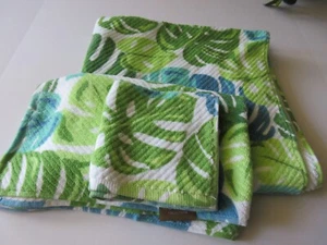 Resort Collection 100 % Baumwolle Grün/Blau Multi 3 Stück Handtuch Set Neu - Bild 1 von 4
