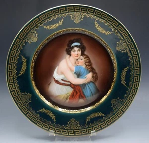ROYAL VIENNA STYLE AUSTRIA PORCELAIN PORTRAIT PLATE LE BRUN WITH CHILD 9.75" - Picture 1 of 6