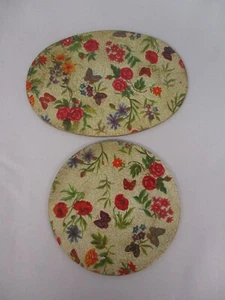 2 ENCANTADORES TRIVETS DE CARTÓN FLORAL CHINTZ DE COLECCIÓN ~ 8"" OVALADOS Y 6"" REDONDOS - Imagen 1 de 2
