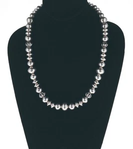 Handmade Sterling Silver Bead Necklace By Navajo Artist Bryan Joe - Picture 1 of 4