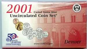 2001 US MINT UNCIRCULATED SET - 20 COINS - DENVER PHILADEPHIA - STATE QUARTERS - Picture 1 of 2