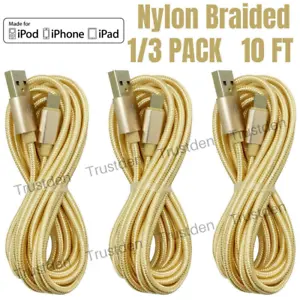 Braided USB Charger Cable Charging Cord For iPhone 14 13 12 11 Pro Max XR 8 7 6 - Picture 1 of 12