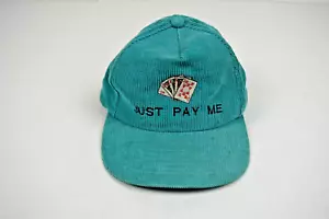 Corduroy Snapback Hat VTG 80s Just Pay Me Royal Flush of Hearts Image One Size - Picture 1 of 4