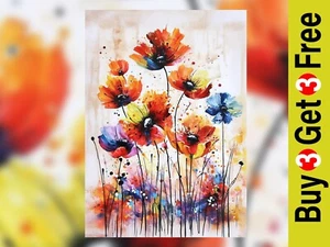Artistic Bold Floral 5"x7" Matte Paper | Abstract Wildflower Artwork for Home - Picture 1 of 7