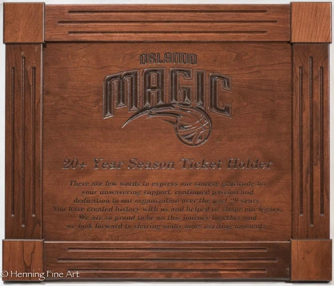 Orlando Magic 20+ Year Season Ticket Holder Wood Award Plaque Wall Hang Cover