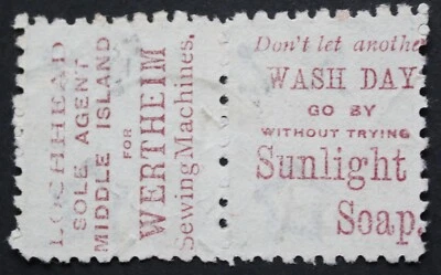New Zealand 1893 QV Two and a Halfpence pair Wertheim advert SG 220c used — 第 1/2 张图片
