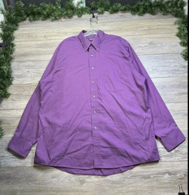 Arrow Mens Shirt Size Extra Large XL 17.5 Button Down Long Sleeve Purple Career - Image 1 of 4