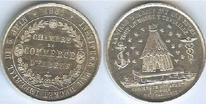 Jeton - Elbeuf 1861 Handelskammer Silber 14 Gramm d=33,5mm Punze Biene - Bild 1 von 1