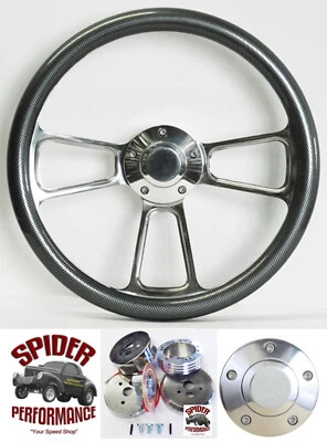 1961-1964 Ford pickup billet steering wheel 14" CARBON I - Image 1 of 4