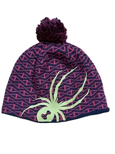 Spyder Girls' Logo Hat Pom Beanie Hat Knit Fleece Lined Ski Snowboard One Size - Picture 1 of 3