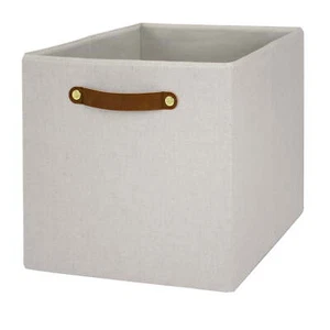 Collapsible Fabric Cube Storage Bin, Vanilla - Picture 1 of 7