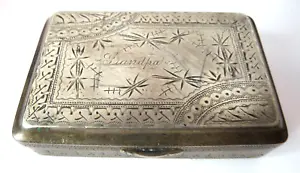 ANTIQUE STERLING SILVER ENGRAVING CIGARETTE OR MEDICINE CASE BOX 87 GRAMS… - Picture 1 of 8