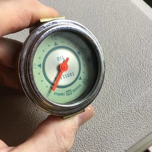 NOS STEWART WARNER TWIN BLUE OIL PRESSURE GAUGE WOOD BOAT HOT ROD LINCOLN SCTA - Picture 1 of 15