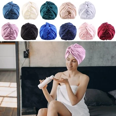Mulberry Silk Turban Bonnets Women Twisted Sleeping Night Cap Hair Cap Headwrap