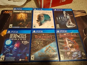 LOT OF 6 PS4 GAMES - PLANESCAPE DEAD CELLS TORMENT BLOODSTAINED MEDAN UNTIL DAWN - Picture 1 of 3
