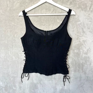 Corsé Top Vintage Maria Bianca Nero Con Cordones L Negro Y2K Grunge Festival Bustier - Imagen 1 de 8