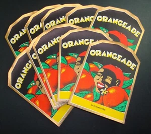 LOT de 30 ETIQUETTES  ORANGEADE  BOISSON ALCOOL SIROP LIQUEUR  NOIR OLD LABELS - Picture 1 of 1