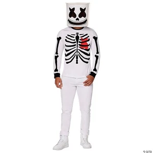 Kids Marshmello Black & White Mello Skeleton Costume - XL 14-16 - Picture 1 of 4