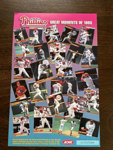 Philadelphia Phillies Great Moments Of 1993 ACME Markets 11x17 poster Vintage Cover