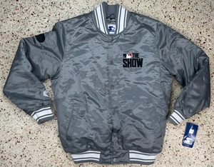 Starter G-III Vtg Rare MLB The Show San Diego Studio Gray Satin Jacket Size L - Picture 1 of 12