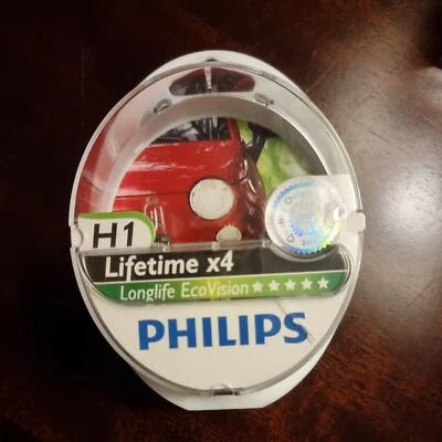 Philips 0730536 LongLife EcoVision H1 12258LLECOS2 Headlight 2 Bulbs 3100K (X) - Image 1 of 3