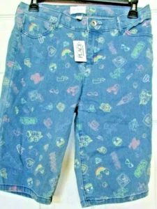 NWT Girls The childrens place 16 Denim blue shorts adjustable waist - Picture 1 of 5