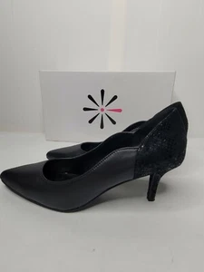 Isaac Mizrahi Live Women Classic Pump Heels Tasha Size US 6.5 M Black Leather EU - Picture 1 of 12
