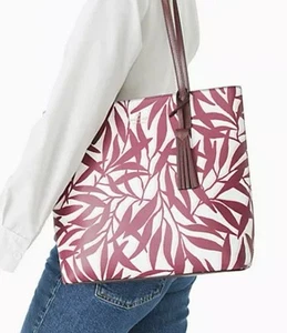KATE SPADE NY Jana Smooth Foliage Large Tote Purple White WKR00544 NWT $329 MSRP - Picture 1 of 15