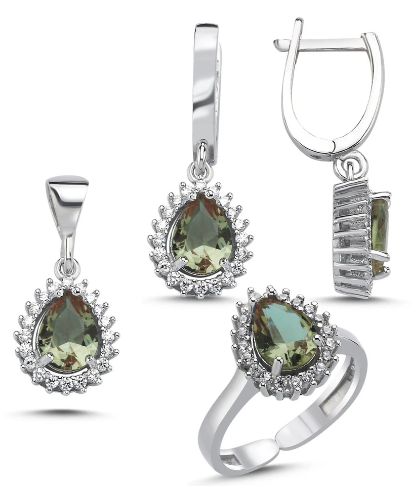 Zultanit Stein 925 Silber Schmuck Drop Cutting verstellbar Halo Set Damenschmuck - Bild 1 von 1