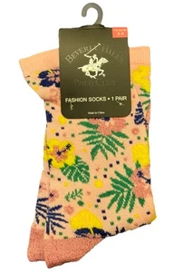 Beverly Hills Polo Club Girls Pink Floral Fashion Socks Size 5-9 - Picture 1 of 2