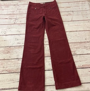 Stella McCartney Burgundy Corduroy Flare Pants Made In Italy Size 28 Inseam 35” - Picture 1 of 14