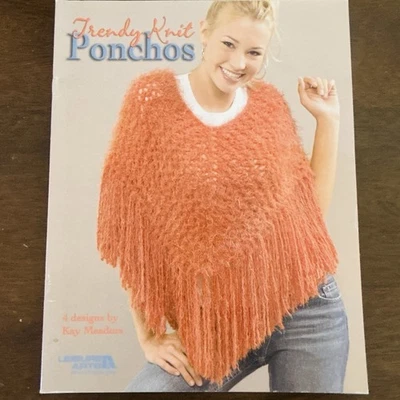 TRENDY KNIT PONCHOS Leisure Arts Knitting Pattern Booklet 4 Modern Designs 3948 - Image 1 of 4