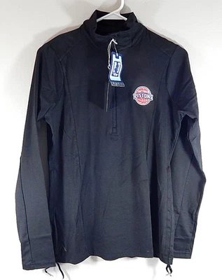 Detroit Pistons NBA For Her Antigua 1/4 Zip Ladies LS Shirt Size XL Black New - Image 1 of 2