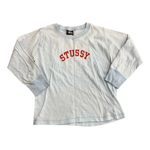 VTG Stussy Girls Long Sleeve Shirt Light Blue Toddler Spellout Notes - Picture 1 of 9