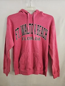 US Vintage Ft Walton Beach Sweatshirt Florida Pink Hoodie Womens Size Medium - Picture 1 of 9