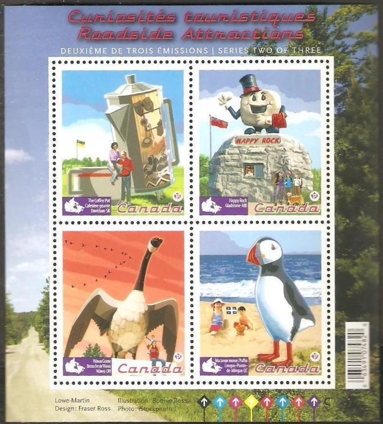 Canada Stamps — Souvenir Sheet of 4 — 2010, Roadside Attractions #2397 MNH - Image 1 of 1