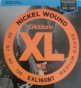 Cuerdas heridas de níquel D'Addario EXL160, calibre medio, 50,67,90,120, escala larga - Imagen 1 de 2