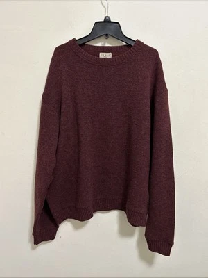LL Bean Sweater Mens Large Red CrewNeck Long Sleeve 100% Lambs Wool Knit - Image 1 of 4